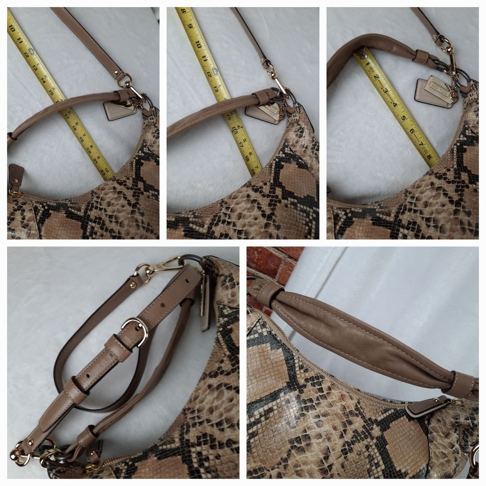 Coach Kristen Snakeskin Shoulder Bag - Tan and Black - Picture 14 of 16